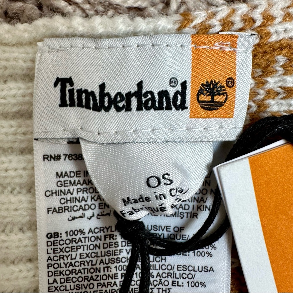 NWT Timberland Winter Scarf Tan & Cream Plaid - Picture 8 of 11